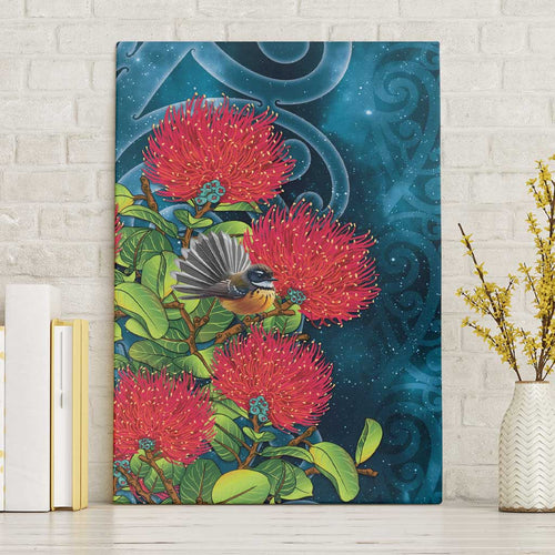 New Zealand Matariki Piwakawaka Canvas Wall Art Maori Koru With Pohutukawa Flowers
