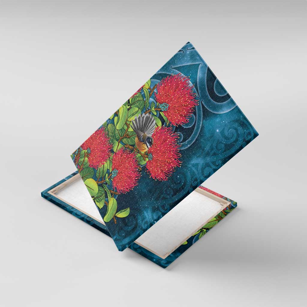 New Zealand Matariki Piwakawaka Canvas Wall Art Maori Koru With Pohutukawa Flowers