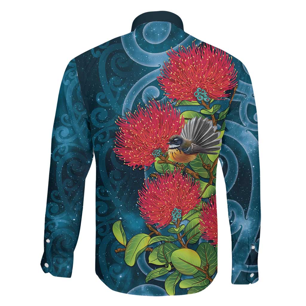 New Zealand Matariki Piwakawaka Family Matching Short Sleeve Bodycon Dress and Hawaiian Shirt Maori Koru With Pohutukawa Flowers