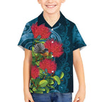 New Zealand Matariki Piwakawaka Hawaiian Shirt Maori Koru With Pohutukawa Flowers
