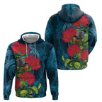 New Zealand Matariki Piwakawaka Hoodie Maori Koru With Pohutukawa Flowers
