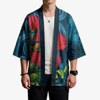 New Zealand Matariki Piwakawaka Kimono Maori Koru With Pohutukawa Flowers
