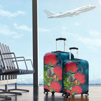 New Zealand Matariki Piwakawaka Luggage Cover Maori Koru With Pohutukawa Flowers