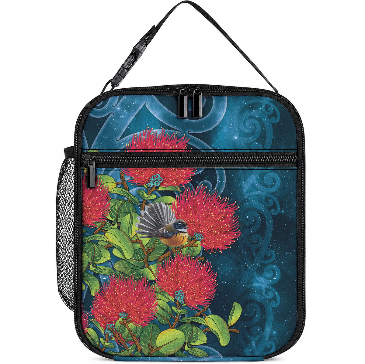 New Zealand Matariki Piwakawaka Lunch Bag Maori Koru With Pohutukawa Flowers