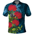 New Zealand Matariki Piwakawaka Polo Shirt Maori Koru With Pohutukawa Flowers