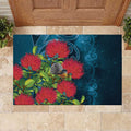 New Zealand Matariki Piwakawaka Rubber Doormat Maori Koru With Pohutukawa Flowers