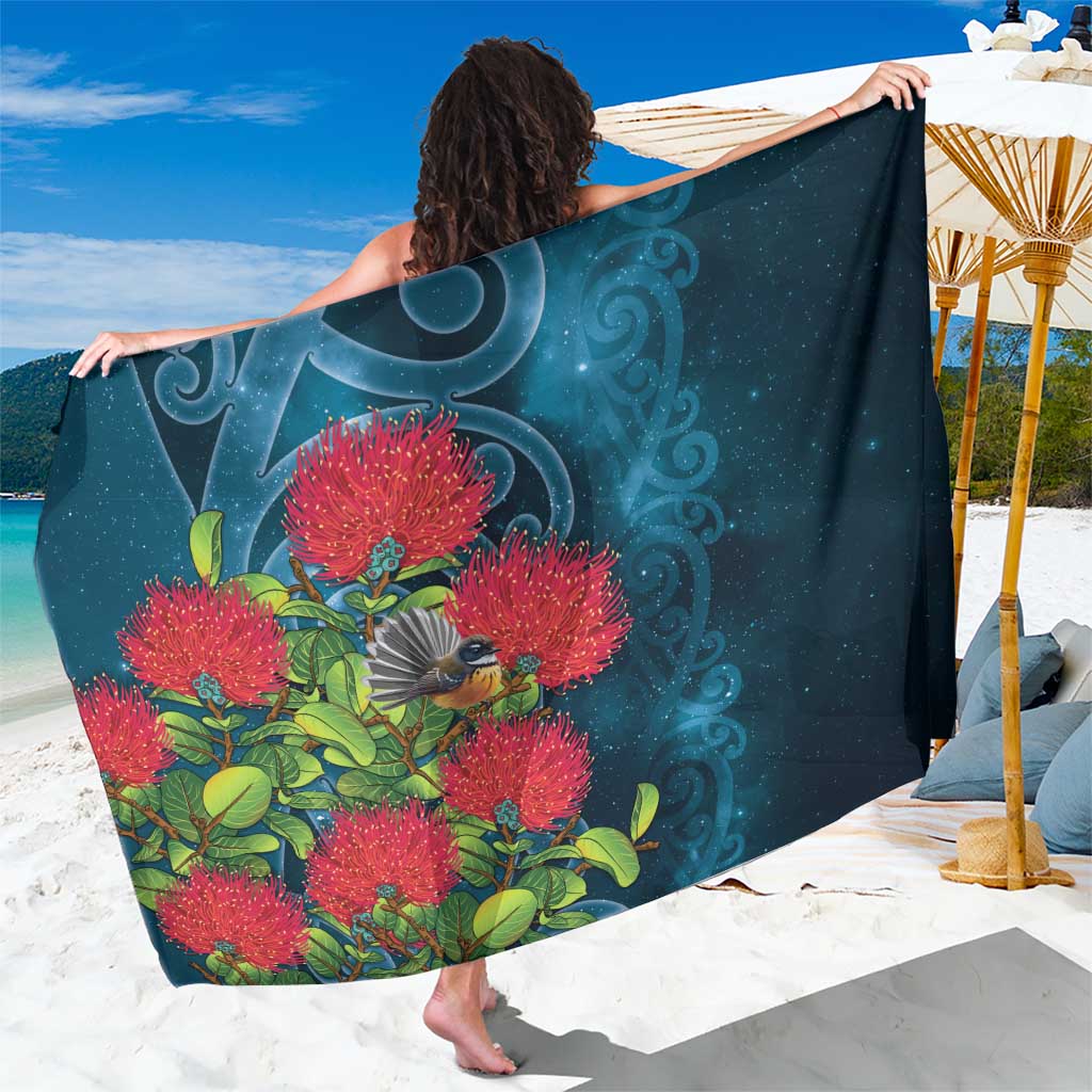 New Zealand Matariki Piwakawaka Sarong Maori Koru With Pohutukawa Flowers