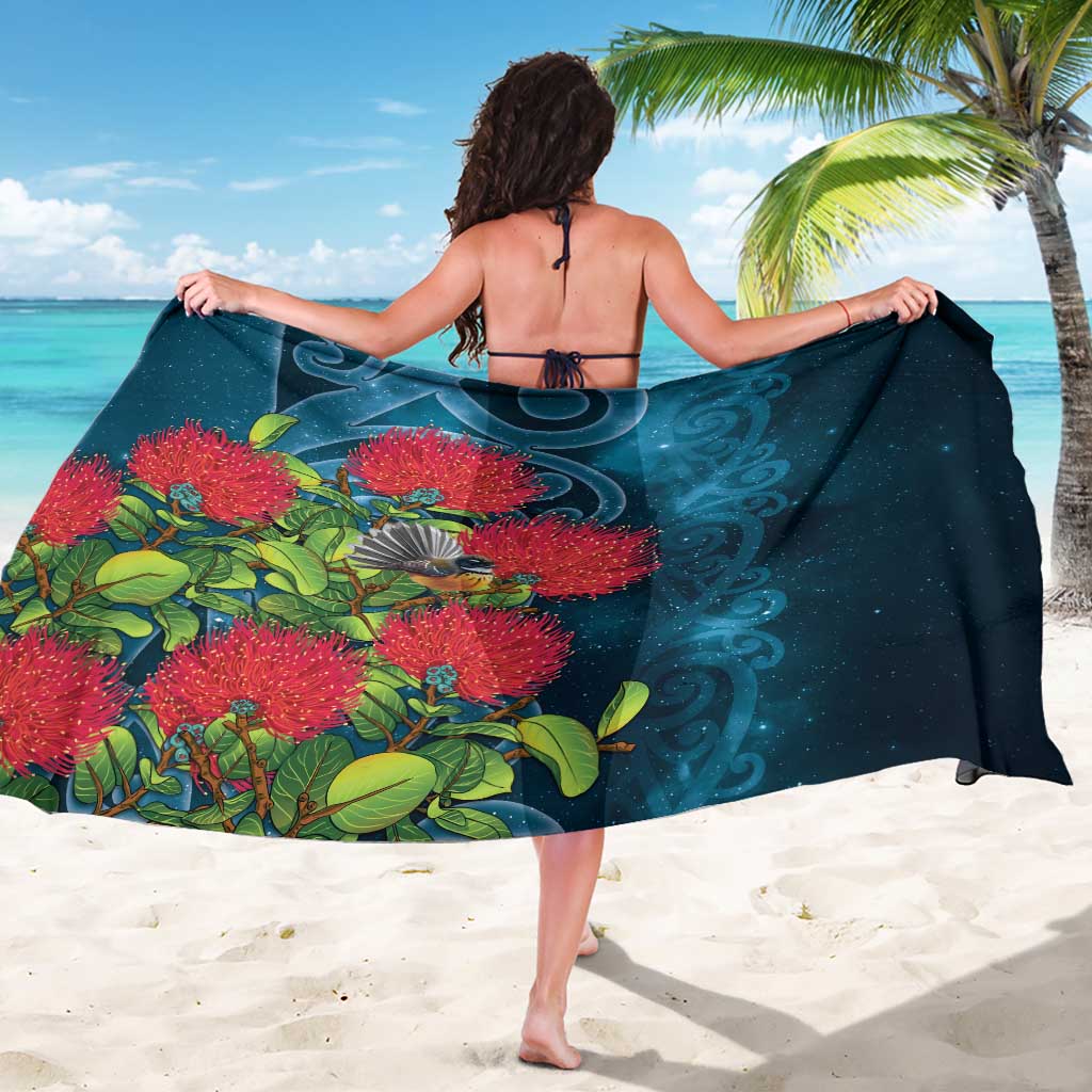 New Zealand Matariki Piwakawaka Sarong Maori Koru With Pohutukawa Flowers