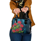 New Zealand Matariki Piwakawaka Shoulder Handbag Maori Koru With Pohutukawa Flowers