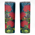 New Zealand Matariki Piwakawaka Skinny Tumbler Maori Koru With Pohutukawa Flowers