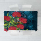 New Zealand Matariki Piwakawaka Tablecloth Maori Koru With Pohutukawa Flowers
