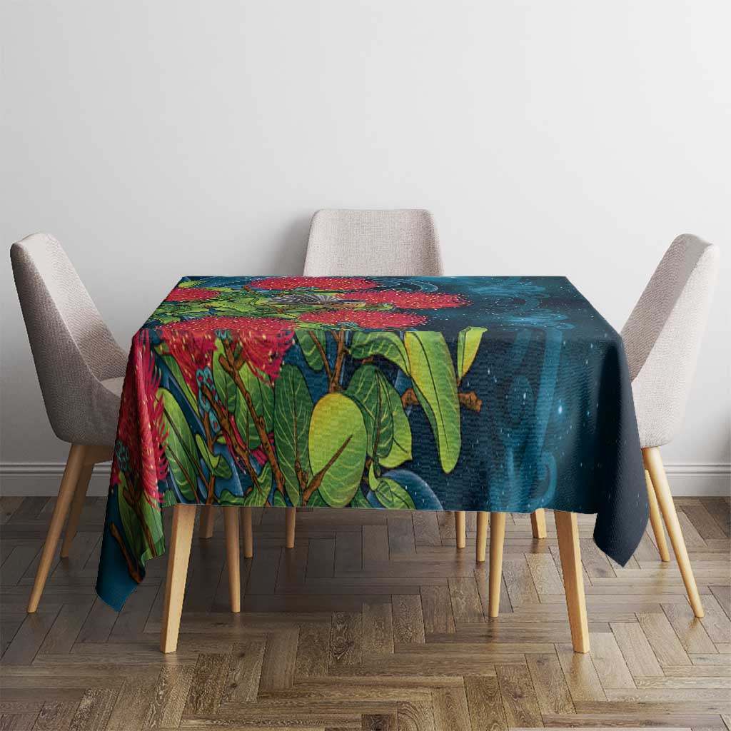 New Zealand Matariki Piwakawaka Tablecloth Maori Koru With Pohutukawa Flowers