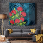New Zealand Matariki Piwakawaka Tapestry Maori Koru With Pohutukawa Flowers