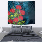 New Zealand Matariki Piwakawaka Tapestry Maori Koru With Pohutukawa Flowers
