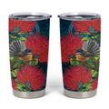 New Zealand Matariki Piwakawaka Tumbler Cup Maori Koru With Pohutukawa Flowers