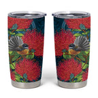 New Zealand Matariki Piwakawaka Tumbler Cup Maori Koru With Pohutukawa Flowers