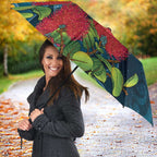 New Zealand Matariki Piwakawaka Umbrella Maori Koru With Pohutukawa Flowers