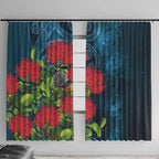 New Zealand Matariki Piwakawaka Window Curtain Maori Koru With Pohutukawa Flowers