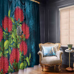 New Zealand Matariki Piwakawaka Window Curtain Maori Koru With Pohutukawa Flowers