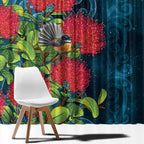 New Zealand Matariki Piwakawaka Window Curtain Maori Koru With Pohutukawa Flowers