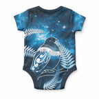 New Zealand Matariki Baby Onesie Pigeon Kereru Maori Fern Art