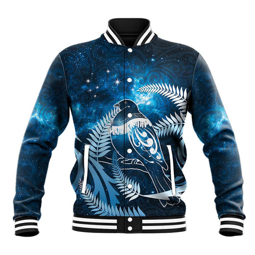 New Zealand Matariki Baseball Jacket Pigeon Kereru Maori Fern Art