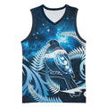 New Zealand Matariki Basketball Jersey Pigeon Kereru Maori Fern Art