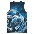 New Zealand Matariki Basketball Jersey Pigeon Kereru Maori Fern Art