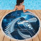 New Zealand Matariki Beach Blanket Pigeon Kereru Maori Fern Art