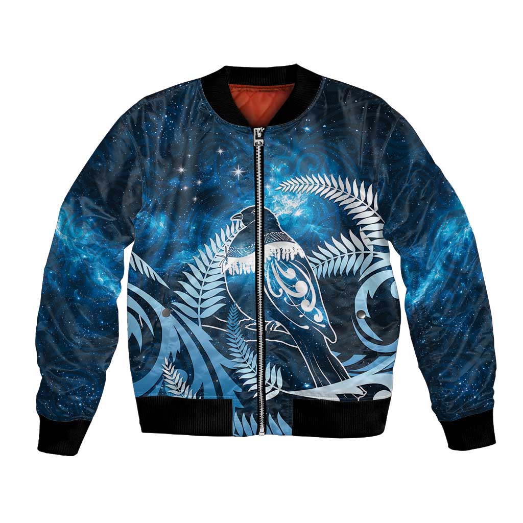 New Zealand Matariki Bomber Jacket Pigeon Kereru Maori Fern Art