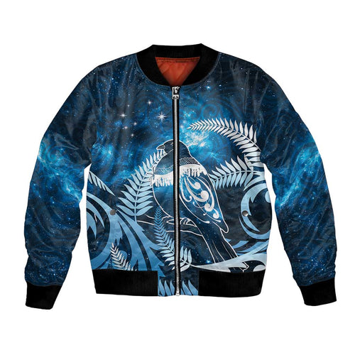 New Zealand Matariki Bomber Jacket Pigeon Kereru Maori Fern Art