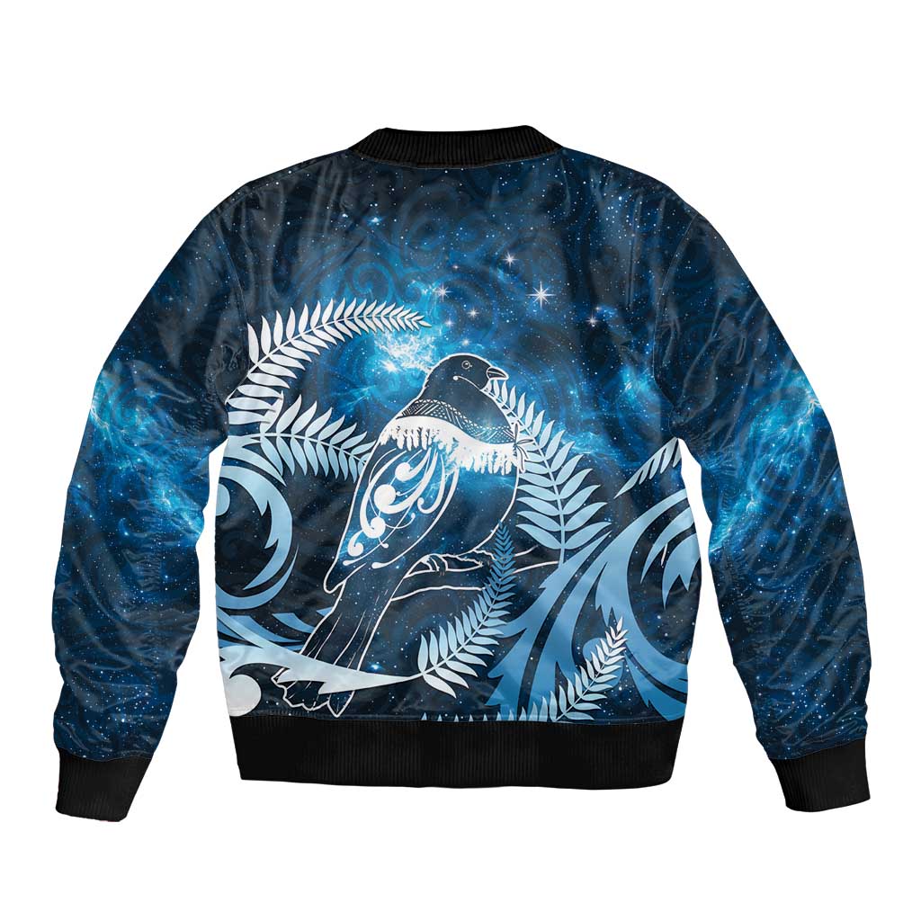 New Zealand Matariki Bomber Jacket Pigeon Kereru Maori Fern Art
