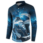 New Zealand Matariki Button Sweatshirt Pigeon Kereru Maori Fern Art