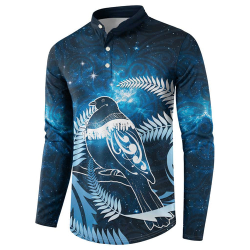 New Zealand Matariki Button Sweatshirt Pigeon Kereru Maori Fern Art