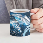 New Zealand Matariki Ceramic Mug Pigeon Kereru Maori Fern Art