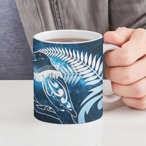 New Zealand Matariki Ceramic Mug Pigeon Kereru Maori Fern Art