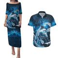 New Zealand Matariki Couples Matching Puletasi and Hawaiian Shirt Pigeon Kereru Maori Fern Art