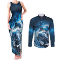 New Zealand Matariki Couples Matching Tank Maxi Dress and Long Sleeve Button Shirt Pigeon Kereru Maori Fern Art