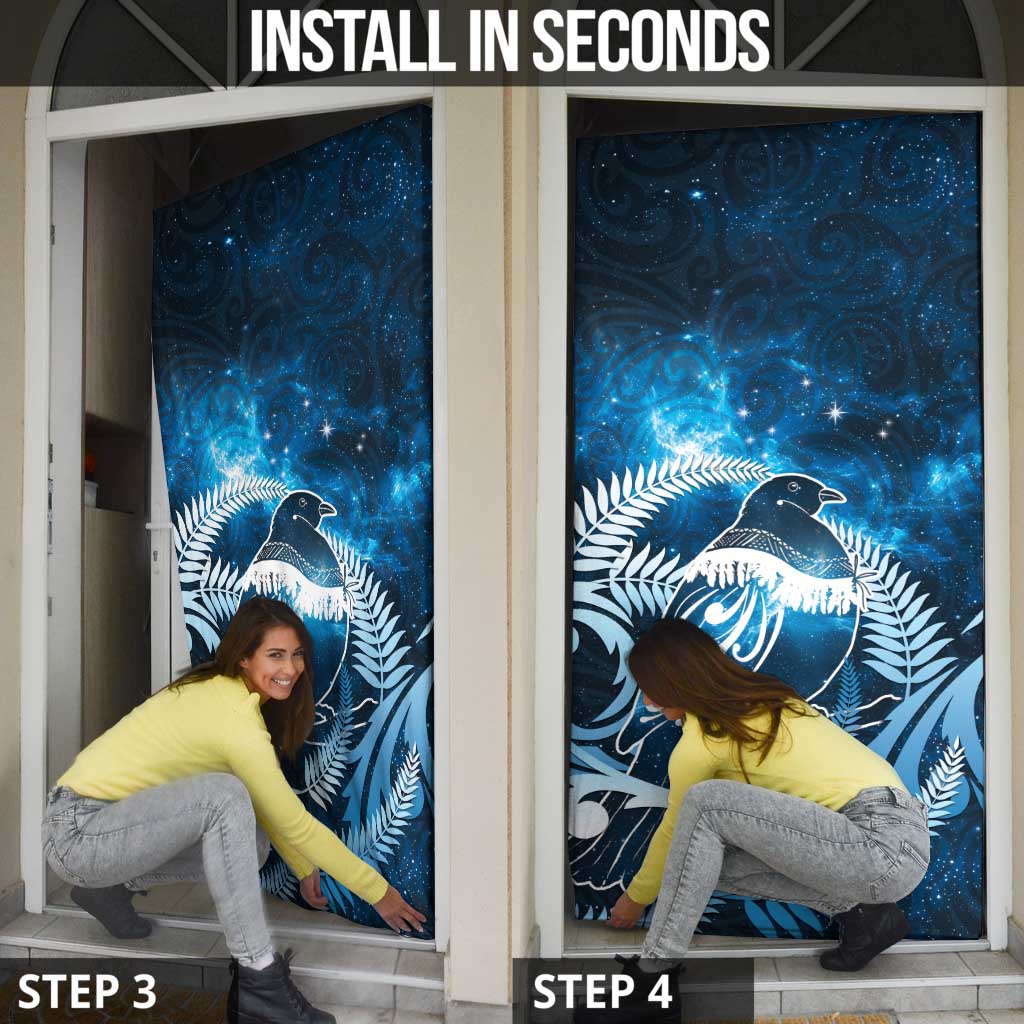 New Zealand Matariki Door Cover Pigeon Kereru Maori Fern Art