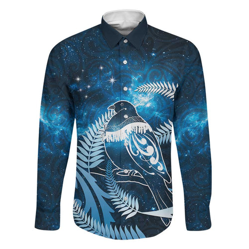 New Zealand Matariki Family Matching Off The Shoulder Long Sleeve Dress and Hawaiian Shirt Pigeon Kereru Maori Fern Art