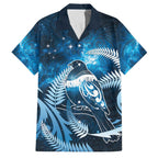 New Zealand Matariki Family Matching Short Sleeve Bodycon Dress and Hawaiian Shirt Pigeon Kereru Maori Fern Art