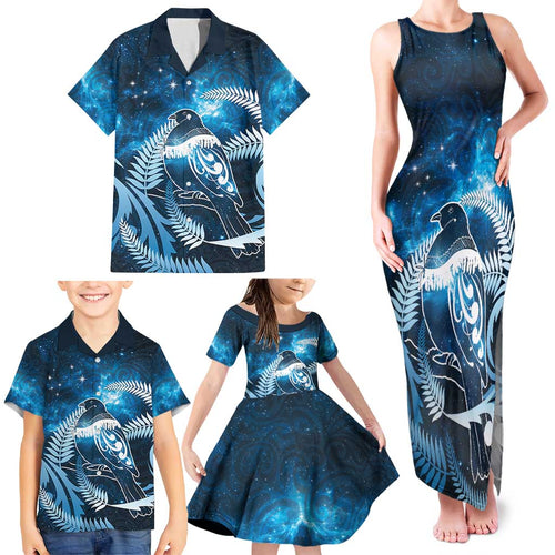 New Zealand Matariki Family Matching Tank Maxi Dress and Hawaiian Shirt Pigeon Kereru Maori Fern Art
