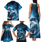 New Zealand Matariki Family Matching Tank Maxi Dress and Hawaiian Shirt Pigeon Kereru Maori Fern Art