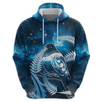 New Zealand Matariki Hoodie Pigeon Kereru Maori Fern Art