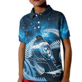 New Zealand Matariki Kid Polo Shirt Pigeon Kereru Maori Fern Art