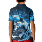 New Zealand Matariki Kid Polo Shirt Pigeon Kereru Maori Fern Art