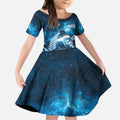 New Zealand Matariki Kid Short Sleeve Dress Pigeon Kereru Maori Fern Art