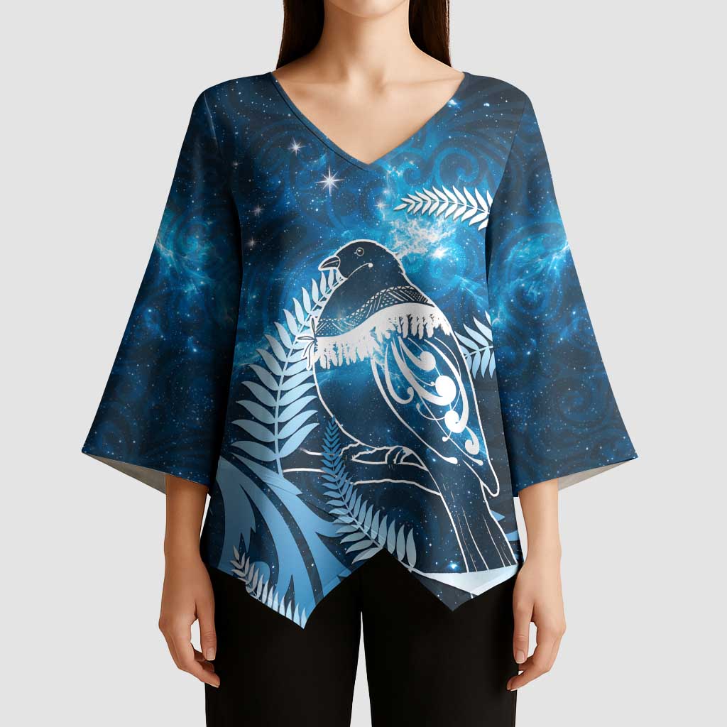 New Zealand Matariki Kimono Sleeve Blouse Pigeon Kereru Maori Fern Art