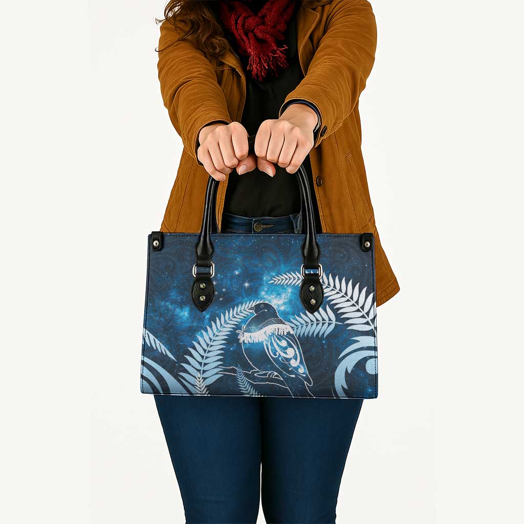 New Zealand Matariki Leather Bag Pigeon Kereru Maori Fern Art