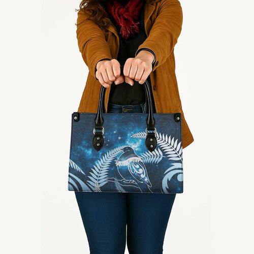 New Zealand Matariki Leather Bag Pigeon Kereru Maori Fern Art